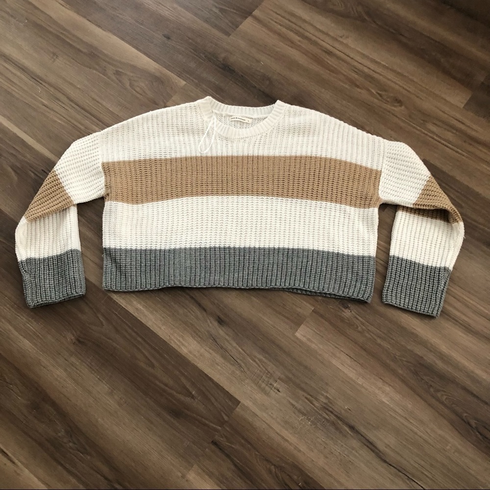 Moon & Madison stripe knitted cropped sweater size large